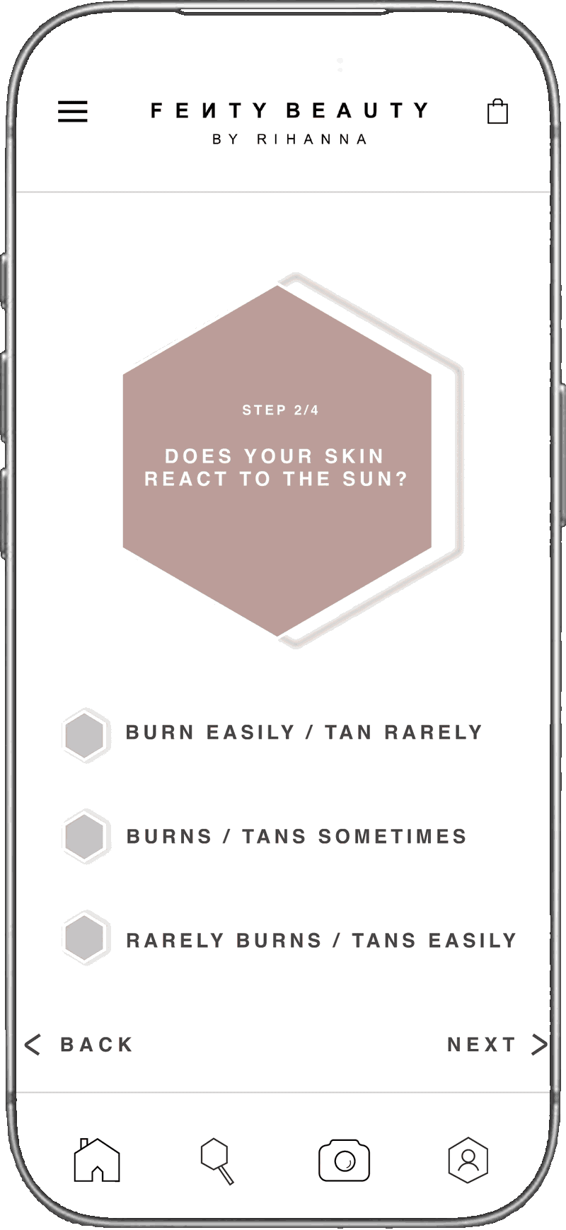 Fenty Beauty prototype — quiz flow